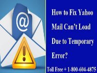 1-800-604-4875 Fix Yahoo Mail Can’t Load Due To Temporary Error