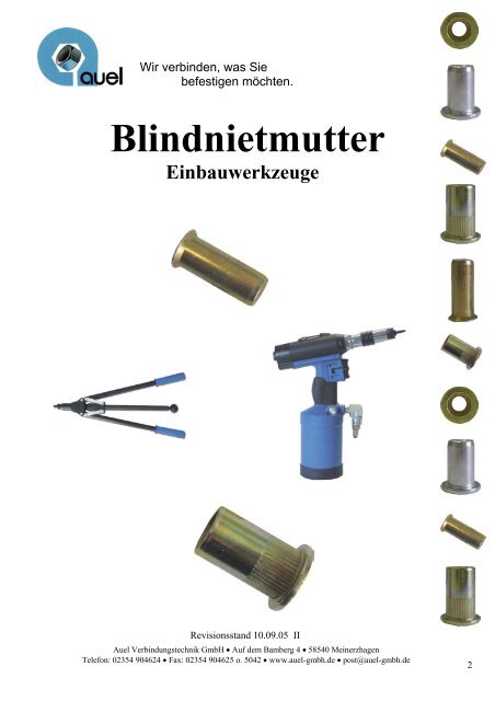 Blindnietmutter Einbauwerkzeuge - auel Verbindungstechnik