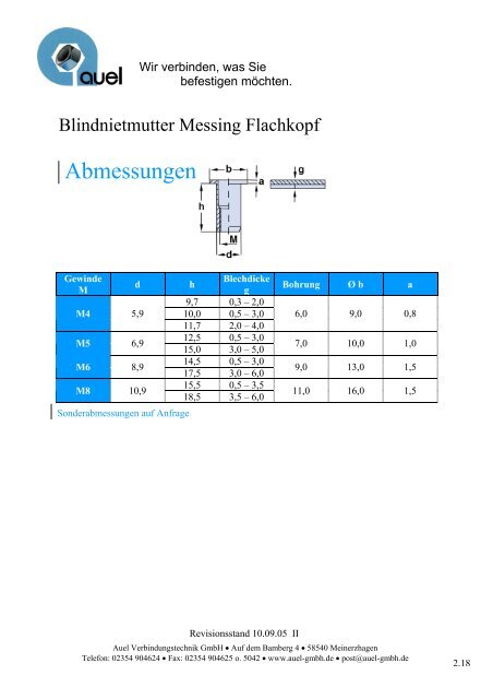 Blindnietmutter Einbauwerkzeuge - auel Verbindungstechnik