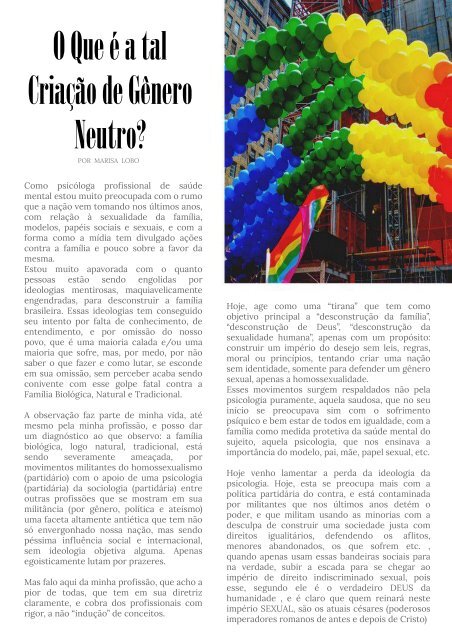 A Ameaça da Ideologia de Gênero (Revista Cristã)