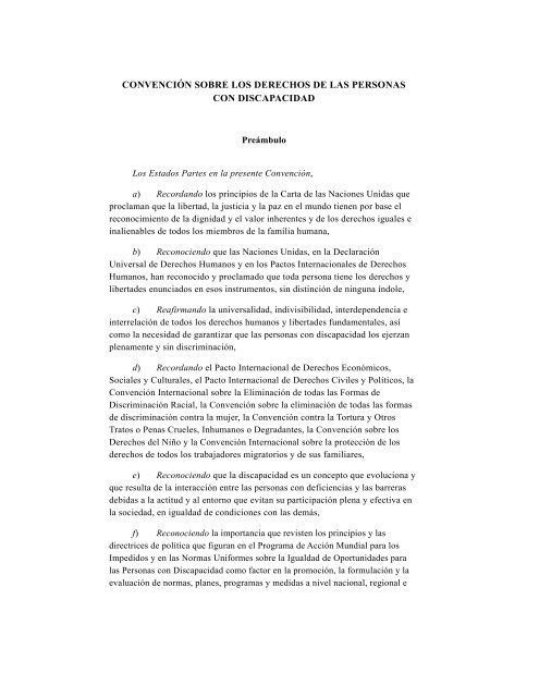 Convención Sobre Los Derechos de Las Personas con Discapacidad.