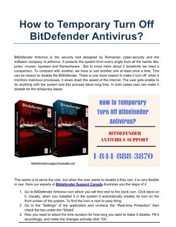 How to Temporary Turn Off BitDefender Antivirus?