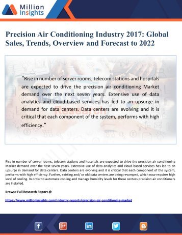 Precision Air Conditioning Industry 2017 Global  Sales, Trends, Overview and Forecast Report to 2022