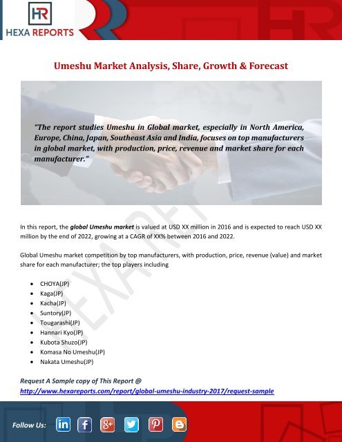 Umeshu Market Analysis, Share, Growth &amp; Forecast