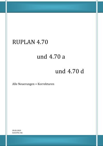 RUPLAN 4.70 RUPLAN 4.70a RUPLAN 4.70d - Aucotec AG