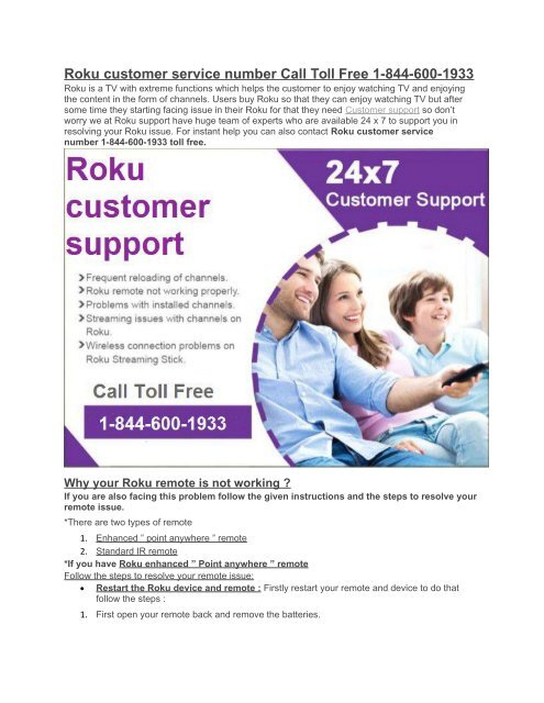 Roku customer service number Call Toll Free 1-844-600-1933 