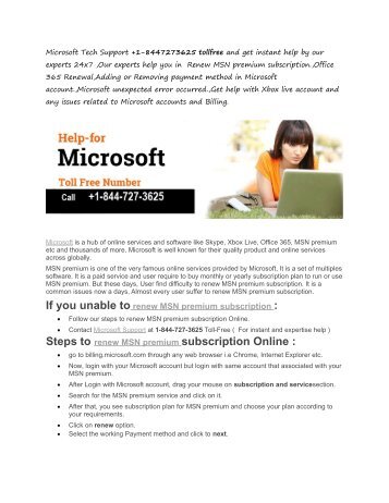 Renew MSN 1-844-727-3625 Toll-Free