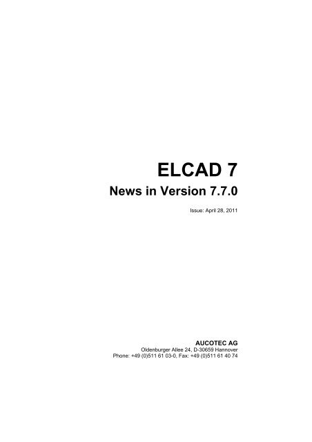 ELCAD 7 News in Version 7.7.0 - Aucotec AG