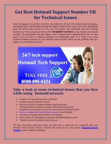Get Best Hotmail Support Number UK for Technical Issues