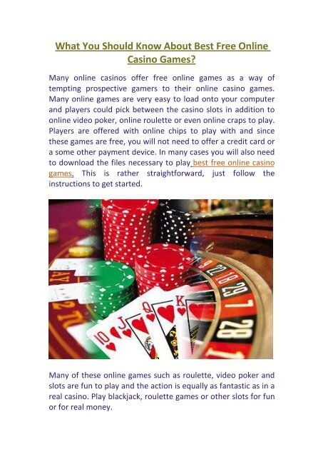 What You Should Know About Best Free Online Casino Games