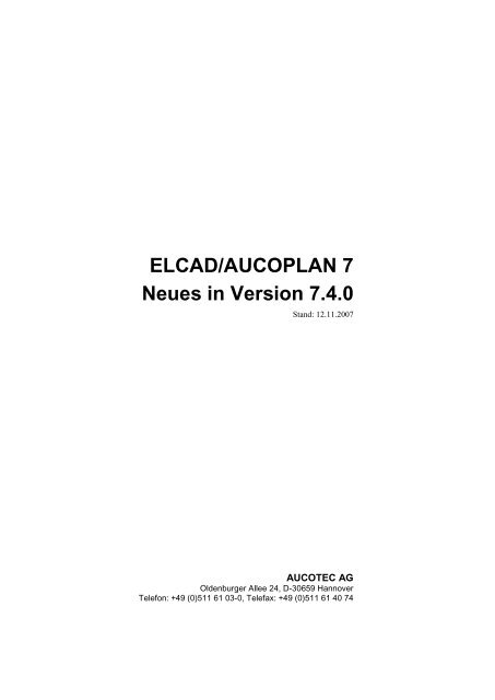 ELCAD/AUCOPLAN 7 Neues in Version  7.4.0 - Aucotec AG
