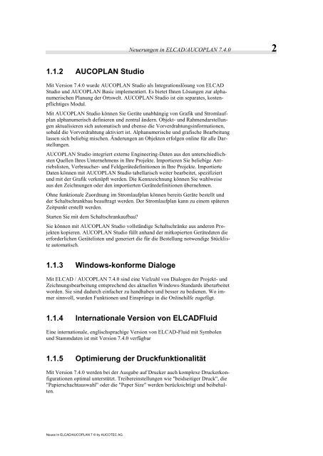 ELCAD/AUCOPLAN 7 Neues in Version  7.4.0 - Aucotec AG