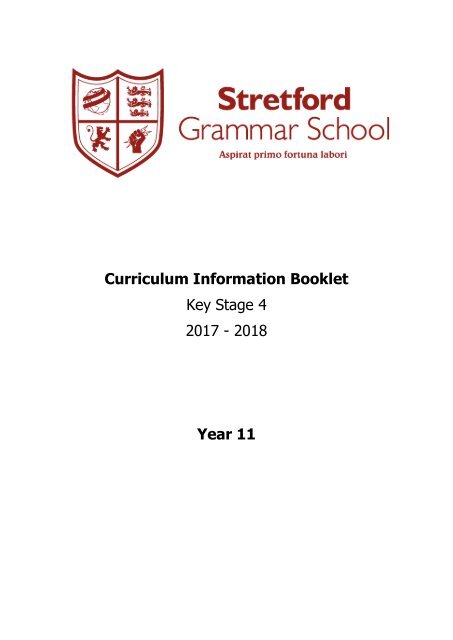 Year 11 Curriculum Information Booklet 2017-2018