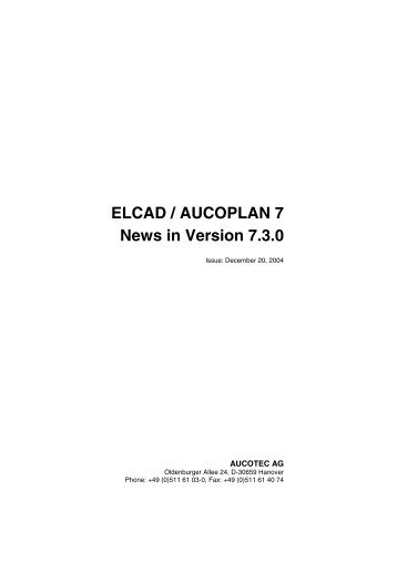 ELCAD / AUCOPLAN 7 News in Version 7.3.0 - Aucotec AG