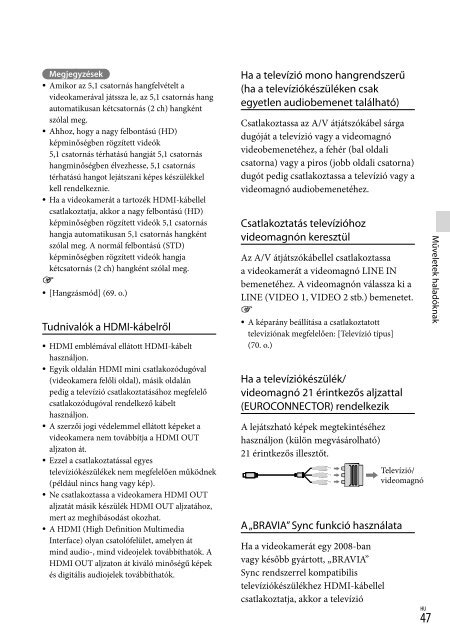 Sony HDR-PJ260E - HDR-PJ260E Consignes d&rsquo;utilisation Hongrois