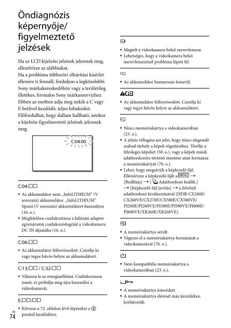 Sony HDR-PJ260E - HDR-PJ260E Consignes d&rsquo;utilisation Hongrois