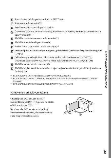 Sony HDR-PJ260E - HDR-PJ260E Consignes d&rsquo;utilisation Hongrois