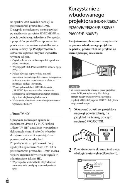 Sony HDR-PJ260E - HDR-PJ260E Consignes d&rsquo;utilisation Hongrois