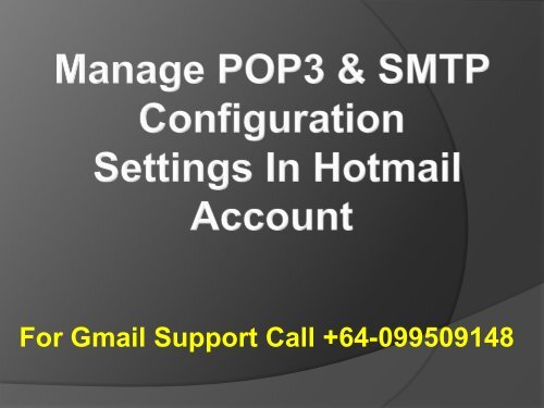 Manage POP3 & SMTP Configuration Settings In Hotmail Account