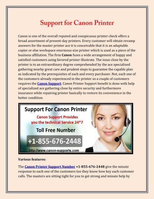 Canon Printer Phone Number +1-855-676-2448