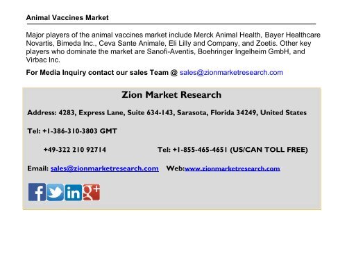 Global Animal Vaccines Market, 2015-2021