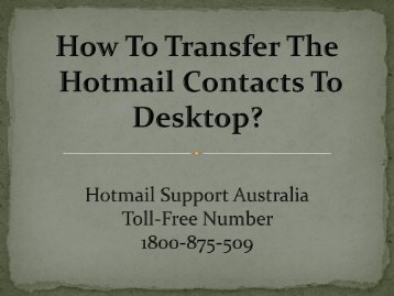 How To Transfer The Hotmail Contacts To Desktop?
