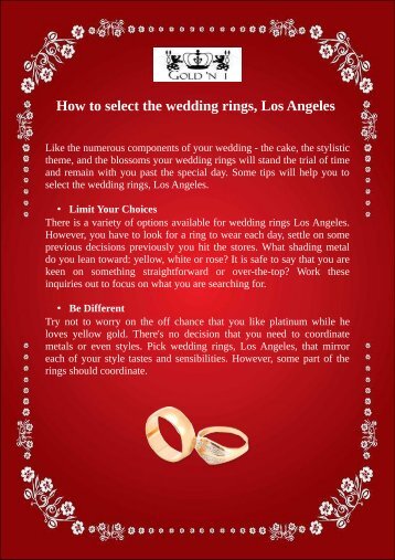 How To Select The Wedding Rings, Los Angeles