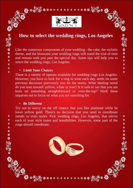 How To Select The Wedding Rings, Los Angeles