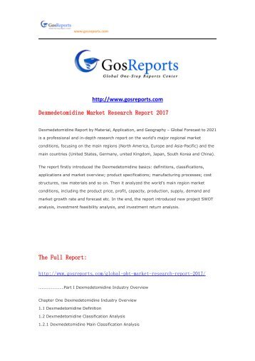 Google Gosreports： Dexmedetomidine Market Research Report 2017
