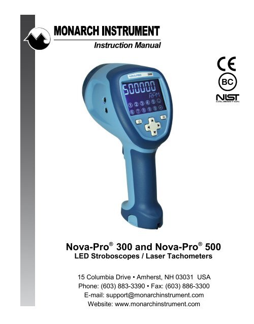 Monarch Instrument NovaPro 300 & NovaPro 500 User Manual