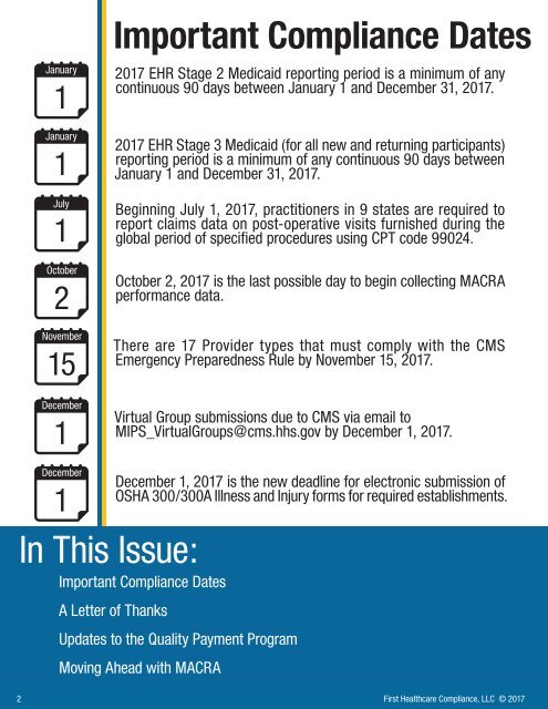 First Healthcare Compliance CONNECT- November 2017