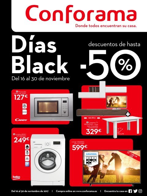 Folleto Conforama Días Black grandes descuentos hasta -50%