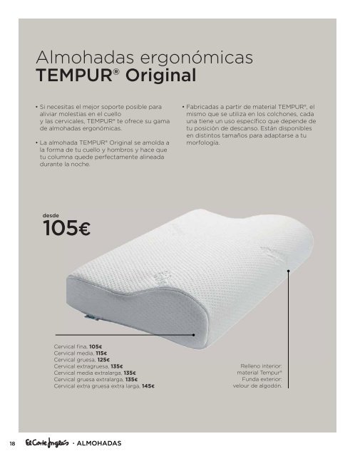 Almohada TEMPUR ORIGINAL EXTRA GRUESA Almohada TEMPUR ORIGINAL EXTRA GRUESA