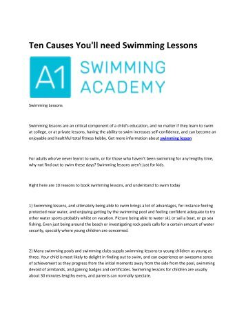 6 private swimming lesson