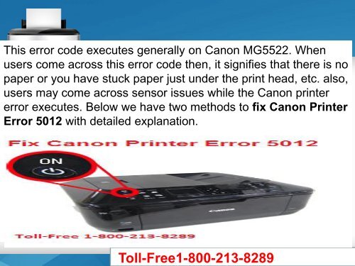 How To Fix Canon Printer Error 5012 Call 1-800-213-8289