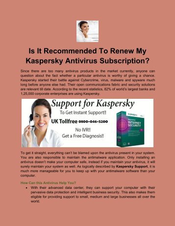 Is It Recommended To Renew My Kaspersky Antivirus Subscription