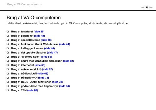 Sony VPCSE1M1E - VPCSE1M1E Mode d'emploi Danois