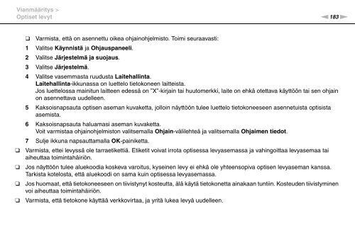 Sony VPCSE1M1E - VPCSE1M1E Mode d'emploi Finlandais