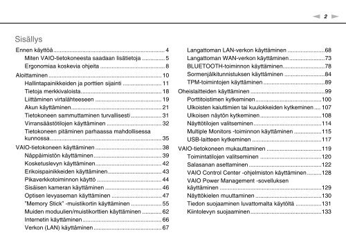 Sony VPCSE1M1E - VPCSE1M1E Mode d'emploi Finlandais