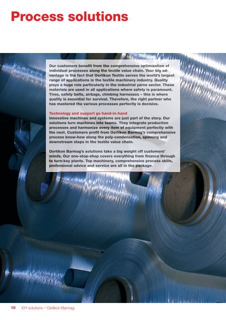 Solutions for IDY production - Oerlikon Barmag - Oerlikon Textile