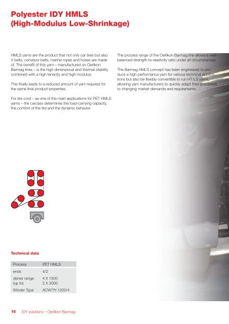 Solutions for IDY production - Oerlikon Barmag - Oerlikon Textile