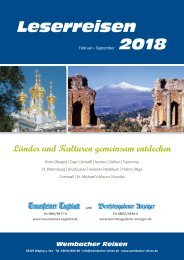 Reisekatalog - Wembacher Reisen - Leserreisen 2018