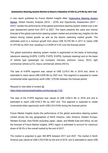 Automotive Steering System Market