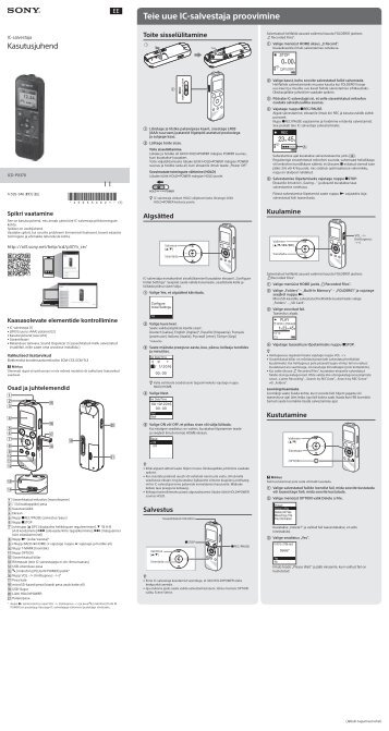 Sony ICD-PX370 - ICD-PX370 Consignes dâutilisation Estonien