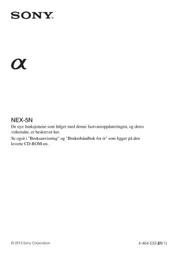 Sony NEX-5ND - NEX-5ND Consignes dâutilisation NorvÃ©gien