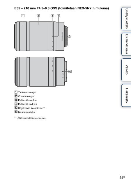 Sony NEX-5ND - NEX-5ND Consignes d&rsquo;utilisation Finlandais