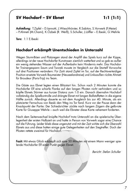 Sport Report - SV Hochdorf - Sonntag 19.11.2017