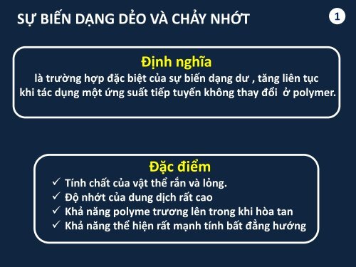 CÁC TRẠNG THÁI VẬT LÝ CỦA POLYMER