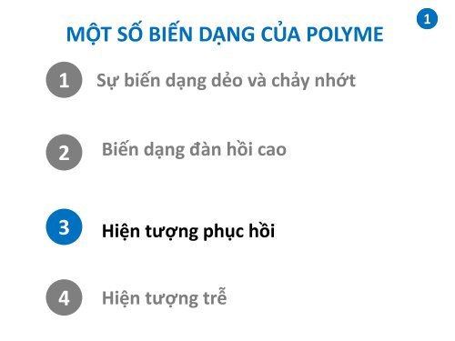 CÁC TRẠNG THÁI VẬT LÝ CỦA POLYMER