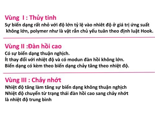 CÁC TRẠNG THÁI VẬT LÝ CỦA POLYMER